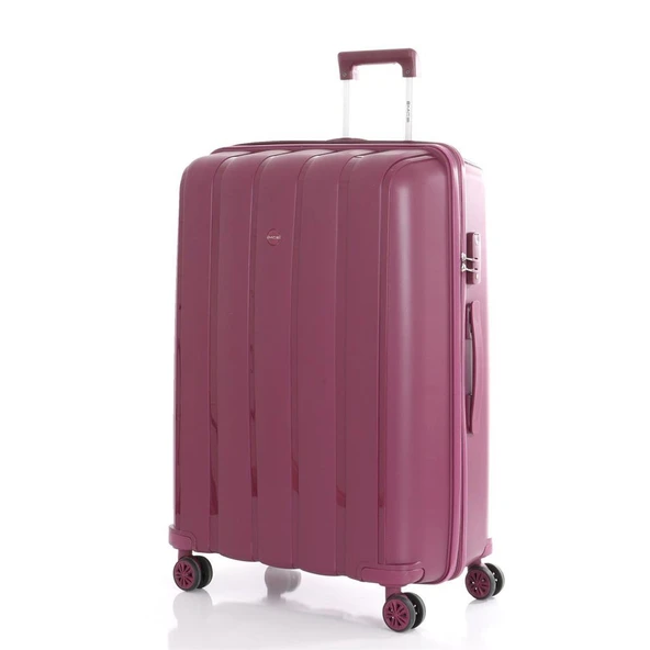 MÇS Bavul Büyük ve Orta 2li Set Kırılmaz Silikon Valiz V305 Mürdüm - Resim 6