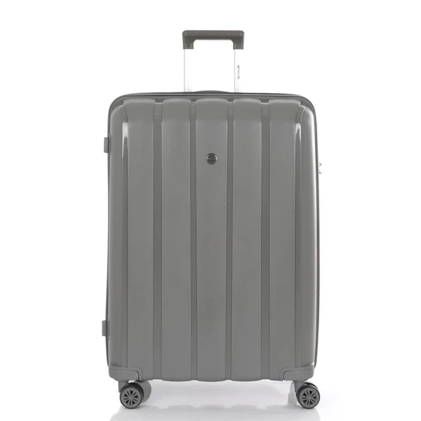 MÇS Bavul Büyük ve Orta 2li Set Kırılmaz Silikon Valiz V305 Gri - 2
