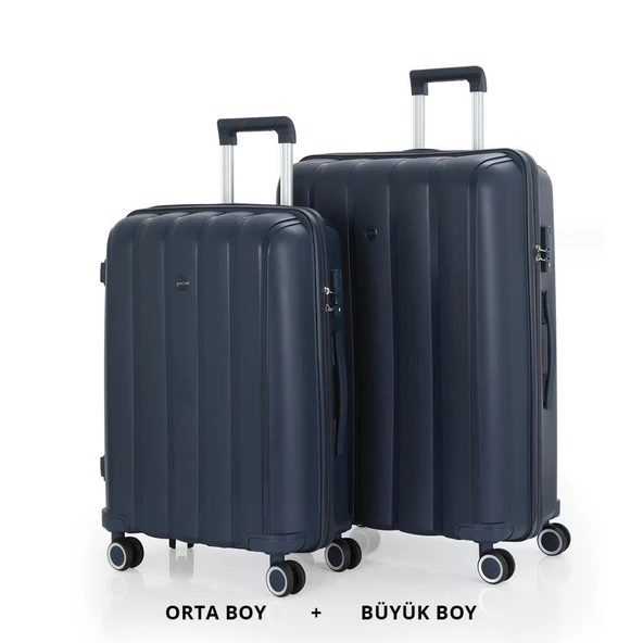 MÇS Bavul Büyük ve Orta 2li Set Kırılmaz Silikon Valiz V305 Laci ürün görseli