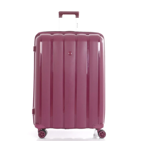 MÇS Bavul Büyük ve Orta 2li Set Kırılmaz Silikon Valiz V305 Mürdüm - Resim 5