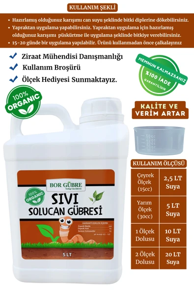 Organik Sıvı Solucan Gübresi 5lt
