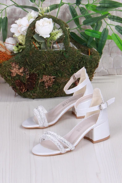 Fort 352087 Taşlı Detaylı Topuklu Kız Çocuk Abiye Ayakkabı - Resim 3