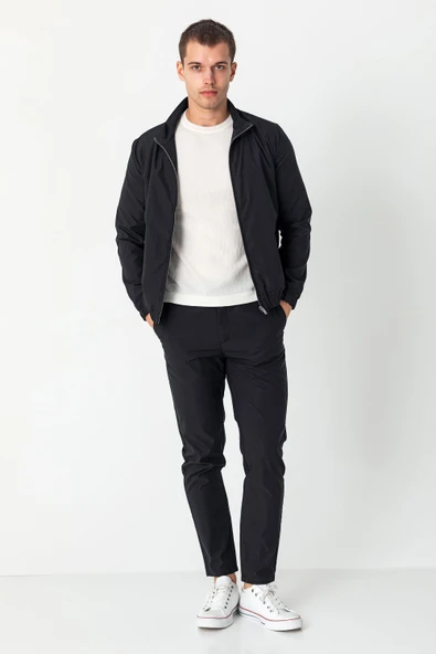 Erkek Rahat Kesim Beli Lastili İçi Astarlı Klasik Baharlık Mont