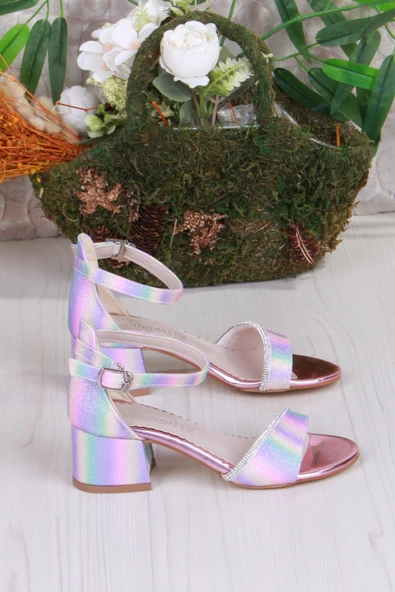 Fort 352090 Taşlı Detaylı Topuklu Kız Çocuk Abiye Ayakkabı - Resim 2