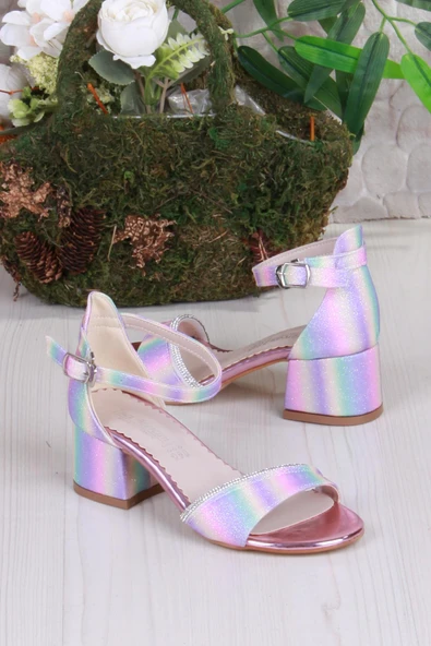 Fort 352090 Taşlı Detaylı Topuklu Kız Çocuk Abiye Ayakkabı - Resim 4