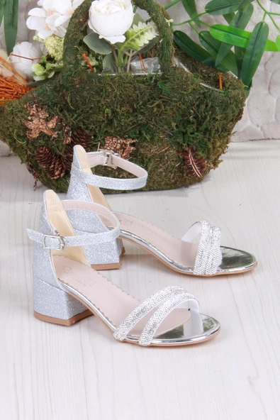 Fort 352087 Taşlı Detaylı Topuklu Kız Çocuk Abiye Ayakkabı - Resim 11