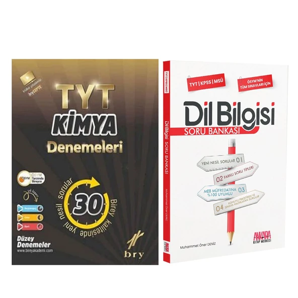 Birey Yayınları TYT Kimya 30 Deneme ve AKM Dil Bilgisi Soru Bankası Seti 2 Kitap