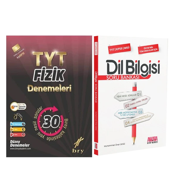 Birey Yayınları TYT Fizik 30 Deneme ve AKM Dil Bilgisi Soru Bankası Seti 2 Kitap