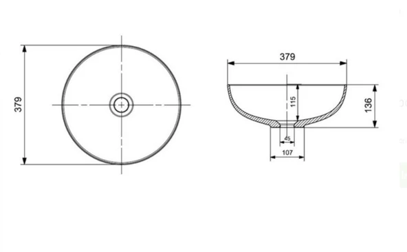 Bocchi Vessel Yuvarlak Kase Çanak Lavabo 38 cm Mat Antrasit 1494-020-0125 - 2