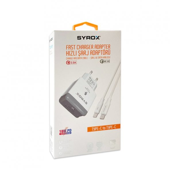 Syrox 3.0A Type-C to Type-C Hızlı Şarj & Data Kablosu PD18T - 2