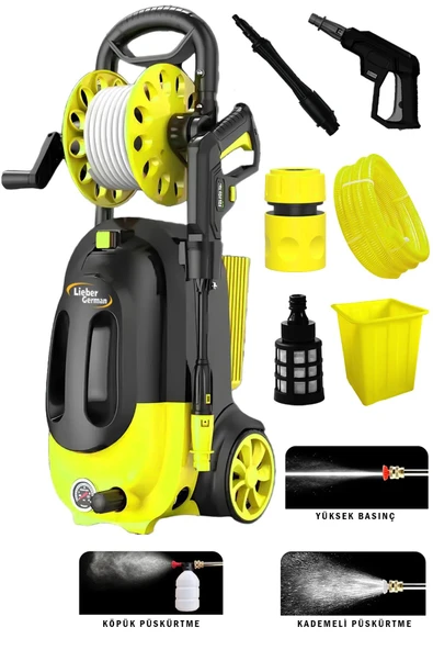 Maxstar 10 Metre Hortum 180 Bar Yüksek Basınçlı Ayarlı Çesme Kovadan Çekme Bahçe Oto Yıkama Makinesi