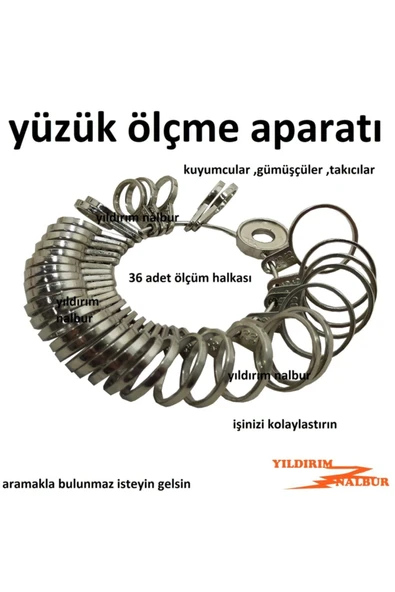 Yıldırım Malafa Kuyumcu Yüzük Ölçüm Aparatı Gümüşçü Yüzük Ölçme Aleti - 2