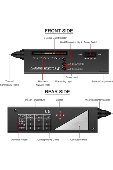 Diamond Select Diamond Selector 2 Pırlanta Elmas Test Cihazı Taş Takı Test Aracı Değerli Taş Tespit Dedektörü - 6