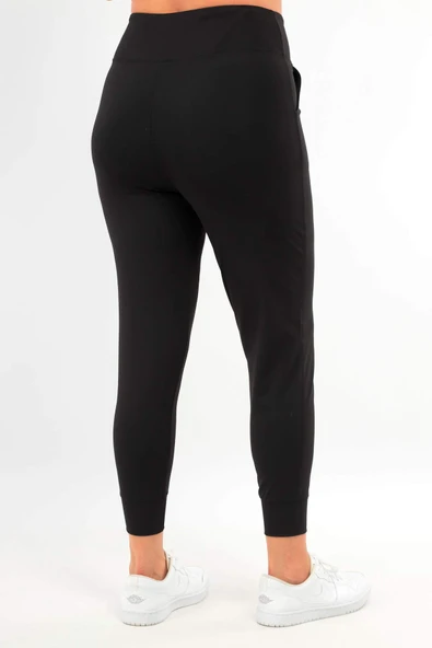 Trend42plus Kadın Yüksek Bel Jogger Eşofman Altı Siyah Joggers - 7