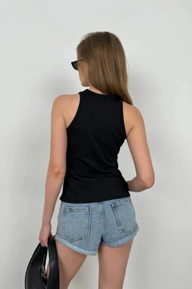 Halter Yaka Göğüs Detay Bluz - 4