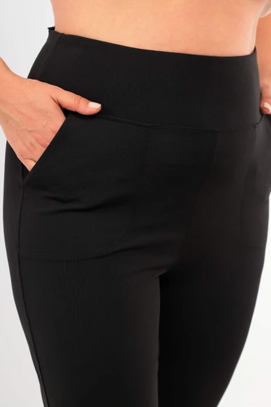Trend42plus Kadın Yüksek Bel Jogger Eşofman Altı Siyah Joggers - 3
