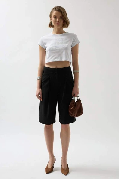 Taş Detay Crop T-Shirt - 2