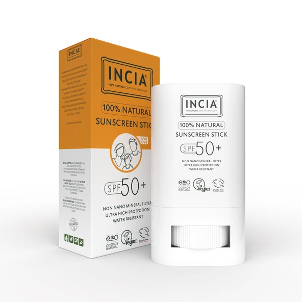 INCIA 100% Doğal Güneş Koruyucu Sun Stick Mineral Filtreli Hassas Cilt Bitkisel UVA UVB SPF50+ 15 gr - 7