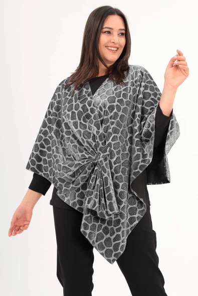 Trend42plus Zebra Desenli Simli Şal Panço - 3
