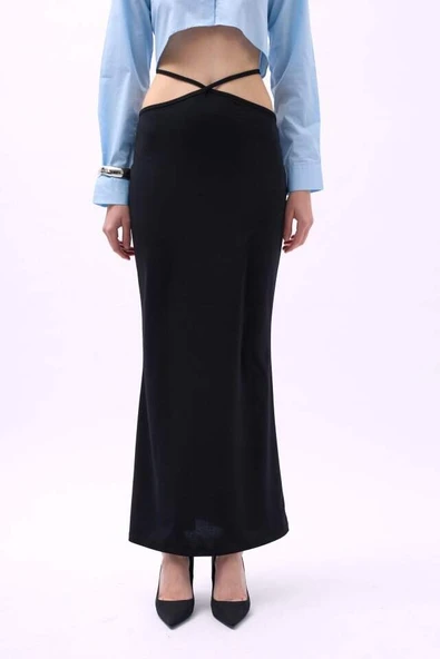 Bel Bağlamalı Maxi Etek - 4
