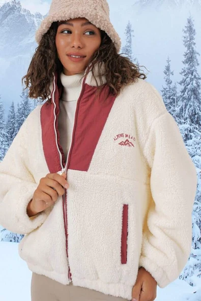 5194 Peluş Mont Ceket - Kiremit - 2