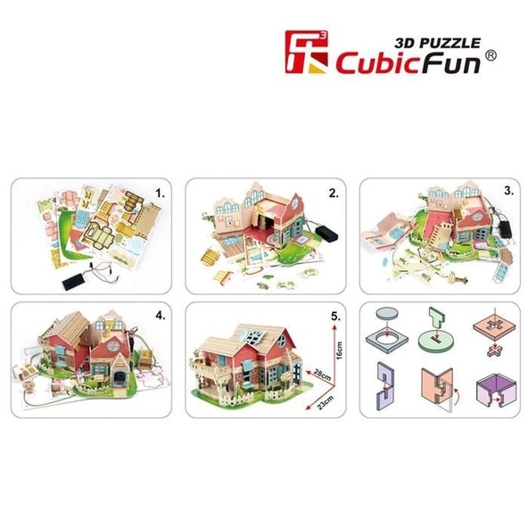 Cubic Fun 3D 84 Parça Puzzle Sevimli Villa Bebek Evi - 3