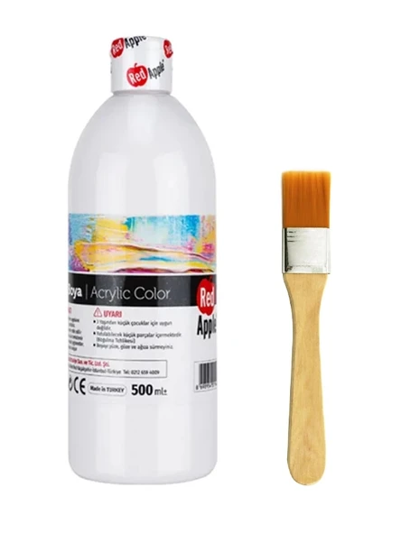 Beyaz Akrilik Boya 500 Gram Zemin Fırça Ahşap Boyama Seti Akrilik Set