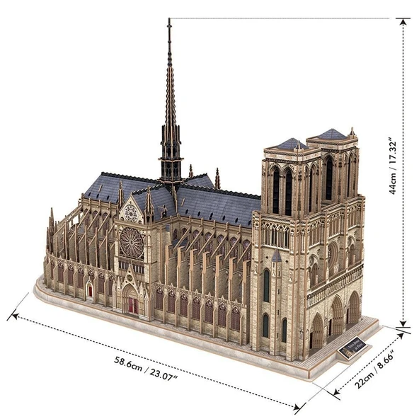 Cubic Fun 293 Parça Puzzle Notre Dame de Paris - Resim 2