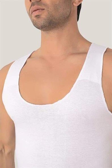 Erkek İz Bırakmayan Dikişsiz Atlet Beyaz %100 Pamuk Penye 2'li Paket - 5