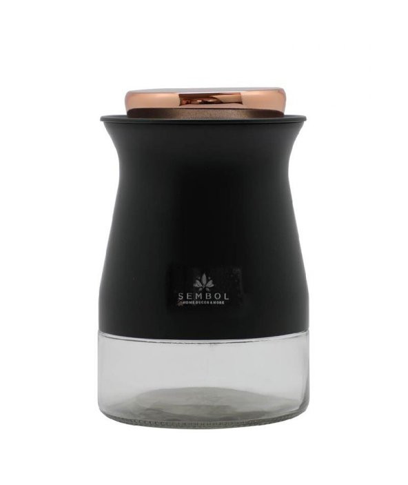 Sembol Silindir 16 cm Kavanoz Black-Gold KITCHENART-85