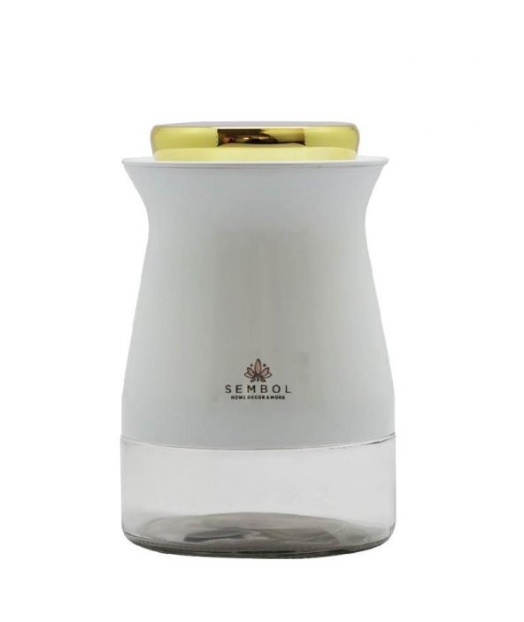 Sembol Silindir 16 cm Kavanoz White-Gold KITCHENART-90