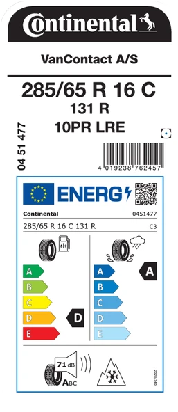 CONTİNENTAL 285/65R16C 131R VANCAS 10RP DÖRT MEVSİM LASTİGİ ÜRETİM YILI:2025 - 2