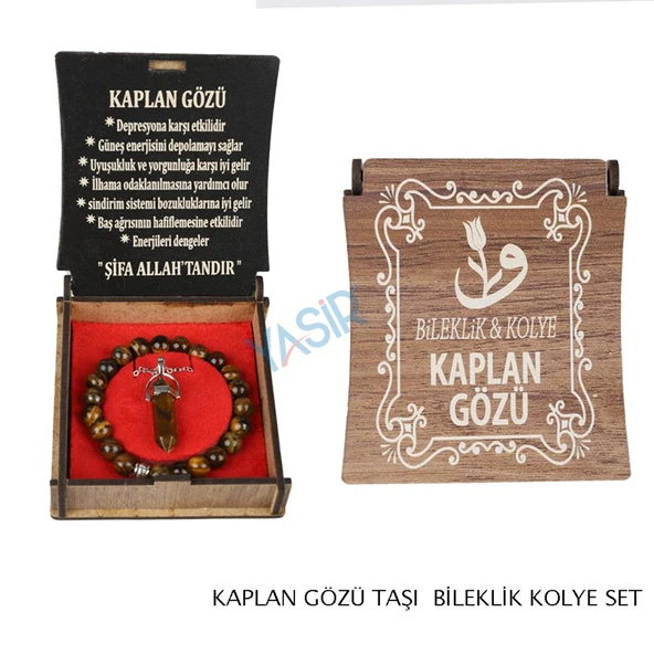 KUTULU KOLYE BİLEKLİK SETİ KAPLAN GÖZÜ