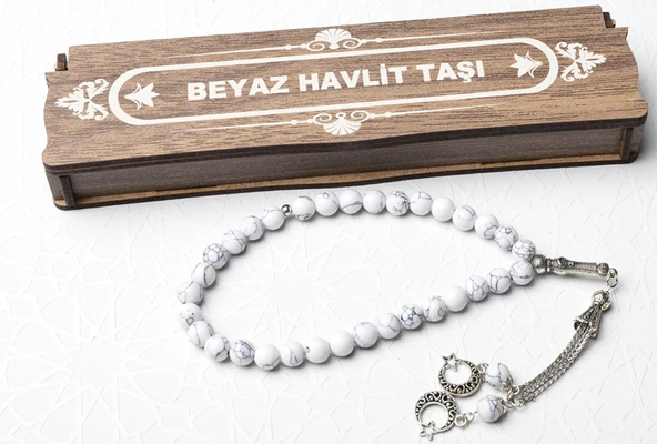 KUTULU 33 LÜ TESBİH BEYAZ HAVLİT TAŞI