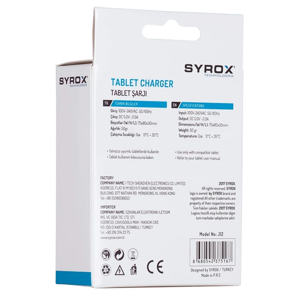 Syrox 2.0A 5W Micro Tablet Şarj Cihazı J12 - 3