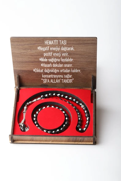KUTULU 33 LÜ TESBİH BİLEKLİK SETİ HEMATİT ürün görseli 1