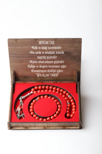 KUTULU 33 LÜ TESBİH BİLEKLİK SETİ MERCAN