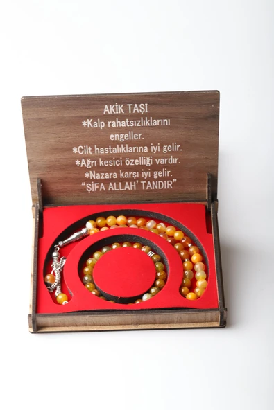 KUTULU 33 LÜ TESBİH BİLEKLİK SETİ AKİK TAŞI