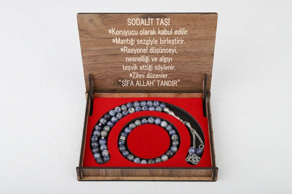 KUTULU 33 LÜ TESBİH BİLEKLİK SETİ SODALİT ürün görseli 1