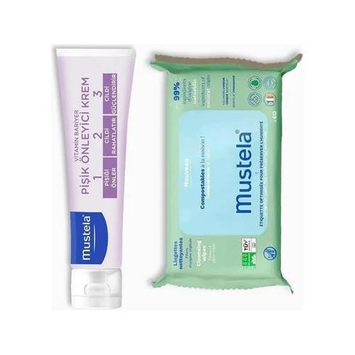 Mustela Vitamin Barrier 1-2-3 Cream 100 ml + Kompost Edilebilir Islak Mendil 60 Yaprak