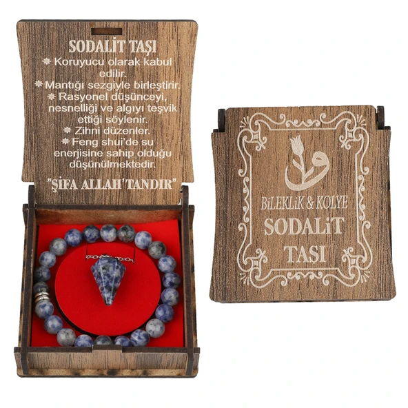 KUTULU KOLYE BİLEKLİK SETİ SODALİT TAŞI