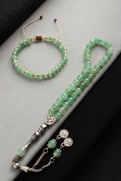 KUTULU 33 LÜ TESBİH BİLEKLİK SETİ AVENTURİN ürün görseli 1