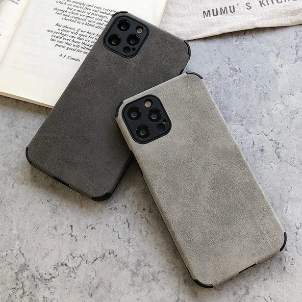 İphone 11 Köşe Korumalı Antik Deri Telefon Kılıfı - 5