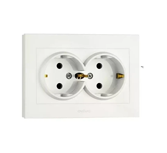 Ovivo Beyaz İkili Topraklı Priz Çerçeveli Mina ürün görseli