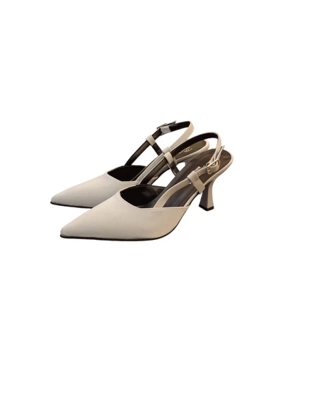 Solmaz Damla Sıvama Saten Arka Açık Topuklu Ayakkabı - Resim 3