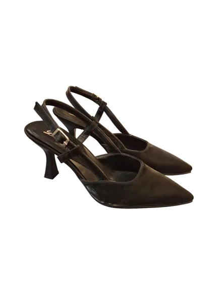 Solmaz Damla Sıvama Saten Arka Açık Topuklu Ayakkabı - Resim 7