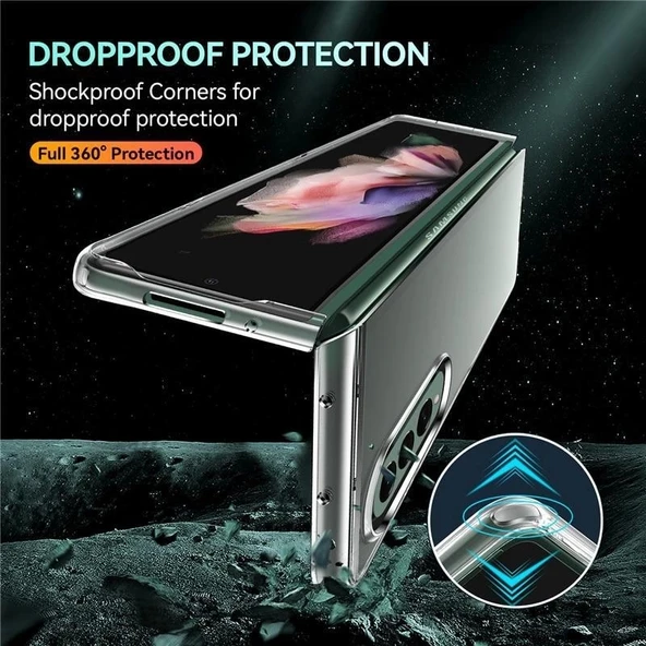 Samsung Galaxy Z Fold 3 Sert Kristal Kapak Koruma Kılıf - Şeffaf - 3
