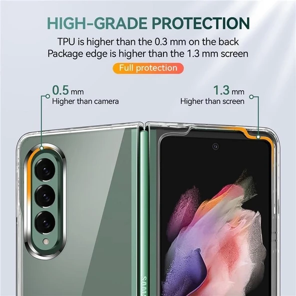 Samsung Galaxy Z Fold 3 Sert Kristal Kapak Koruma Kılıf - Şeffaf - 5