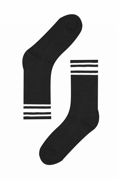 Siyah Çemberli Bamboo Soket Çorap