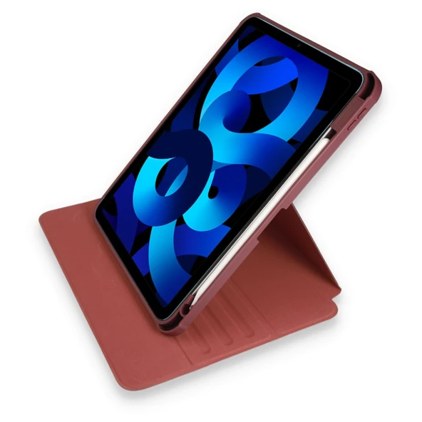Apple Ipad 10.2 8. Ve 9. Nesil 2020/2021 Kılıf Kalemlikli 360 Dönebilen Standlı Şeffaf Tablet Kılıfı  Mürdüm - 2
